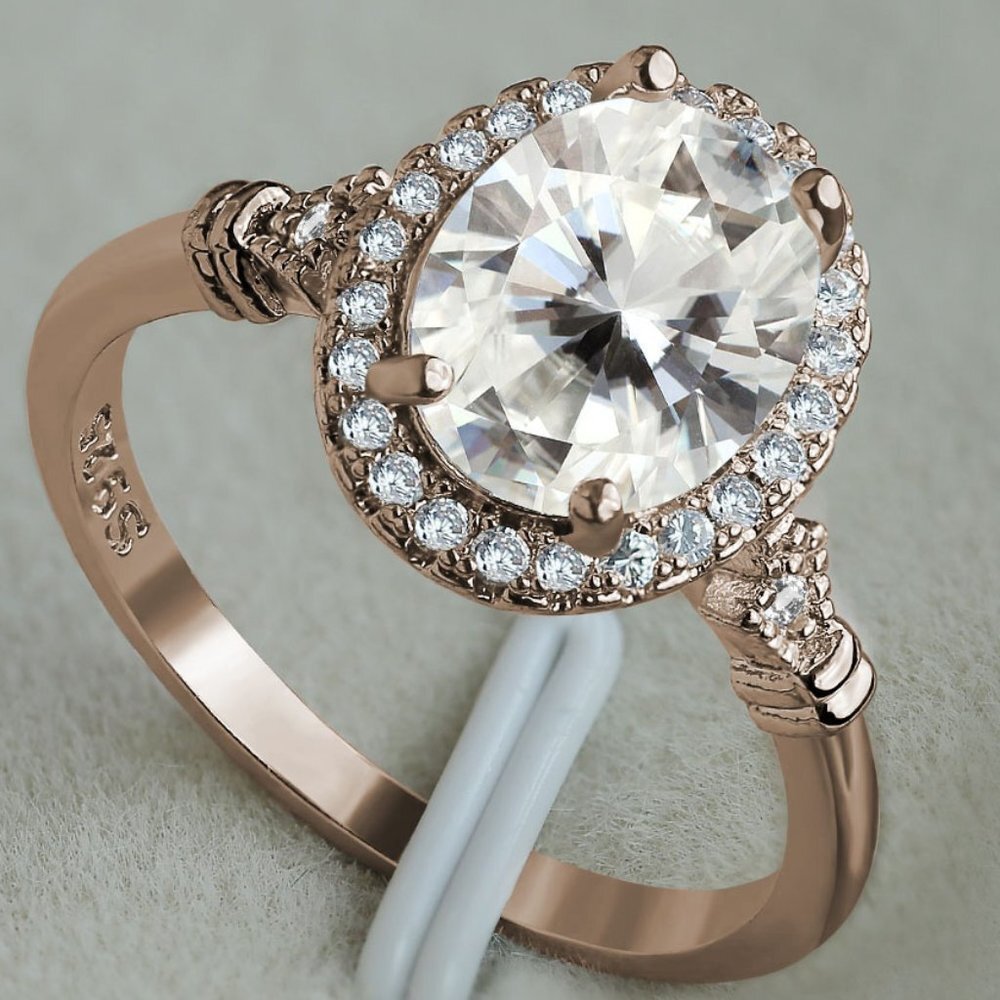Dazzling Gemstone Beautiful Rose Gold Oval Ring for Women, VIP042